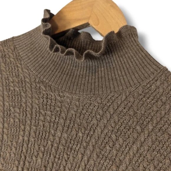Sézane Rosalia 100% Merino Wool Knit Turtleneck Sweater in Brown Mocha Size XS - Picture 6 of 10